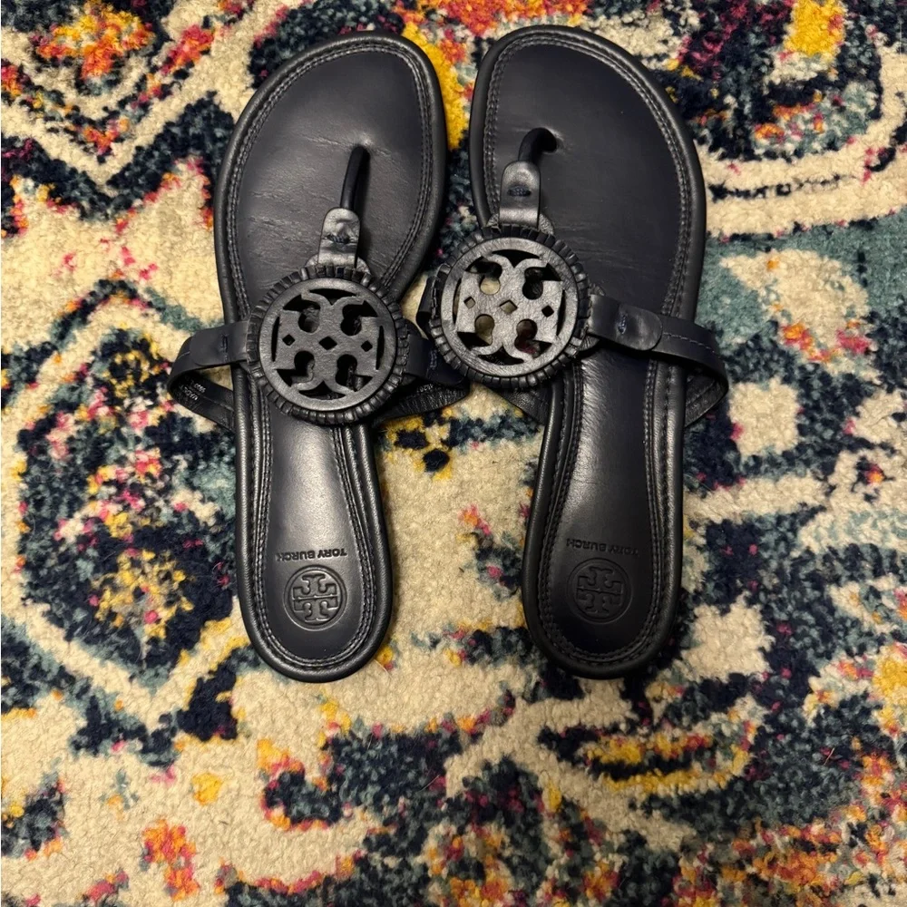 Tory Burch Navy Miller Thong Sandals - Picture 3 of 3
